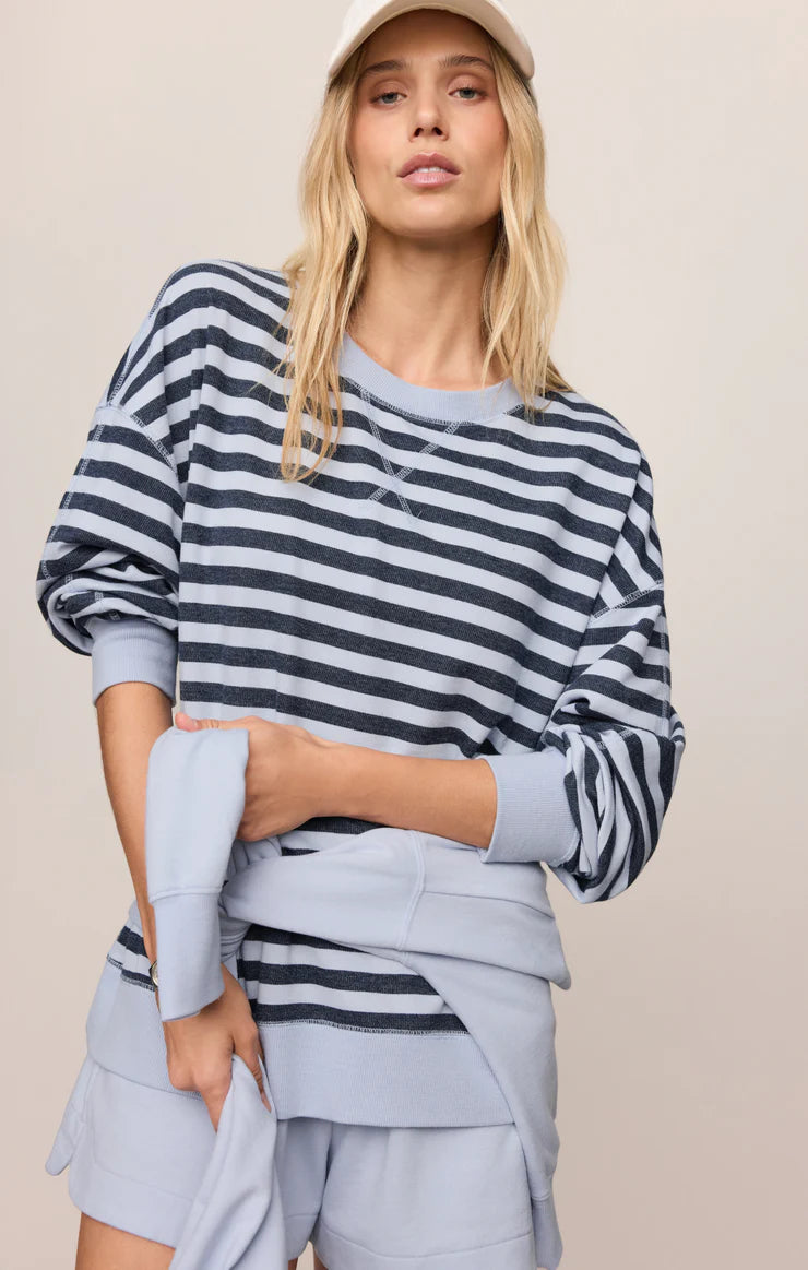 Everyday French Terry Striped Crew - Eclipse