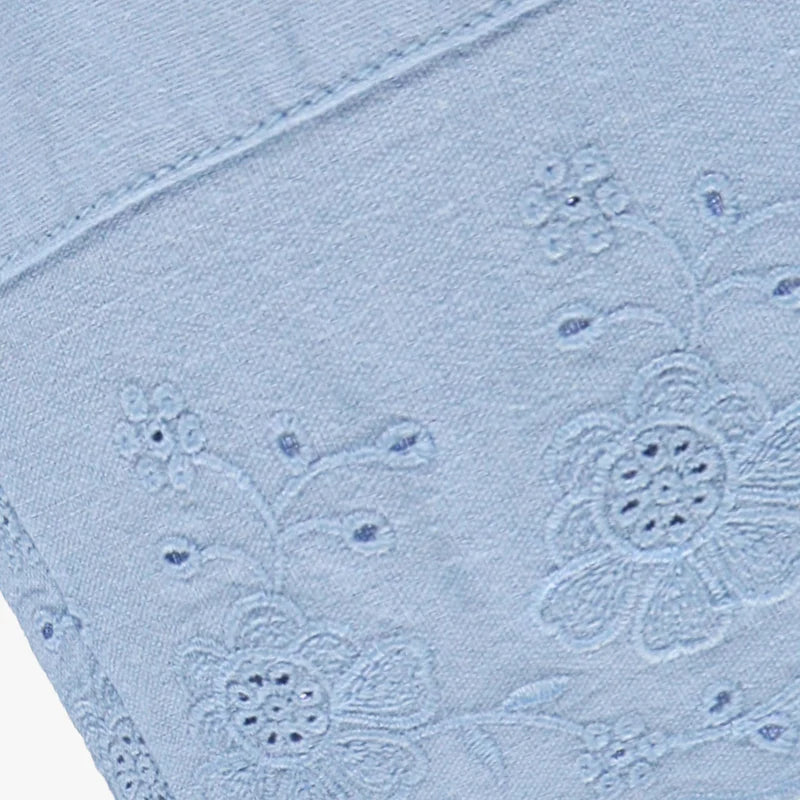 Embroidered Hem Pants - Blue