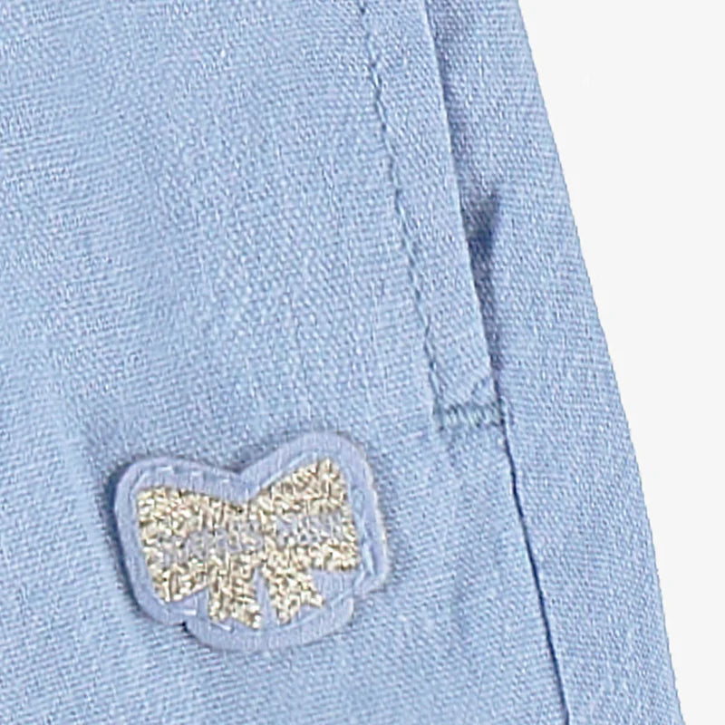 Blue Cotton and Linen Shorts