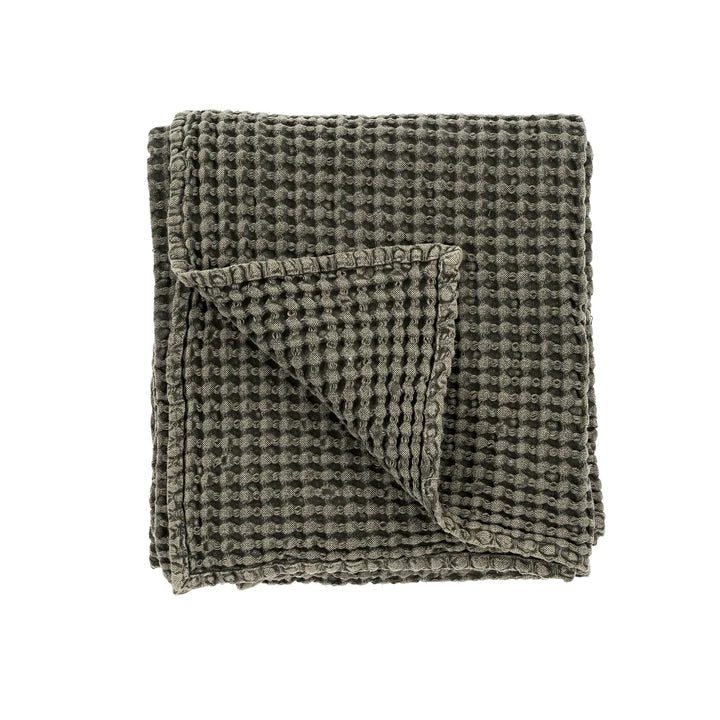 Stonewashed Waffle Throw - Charcoal
