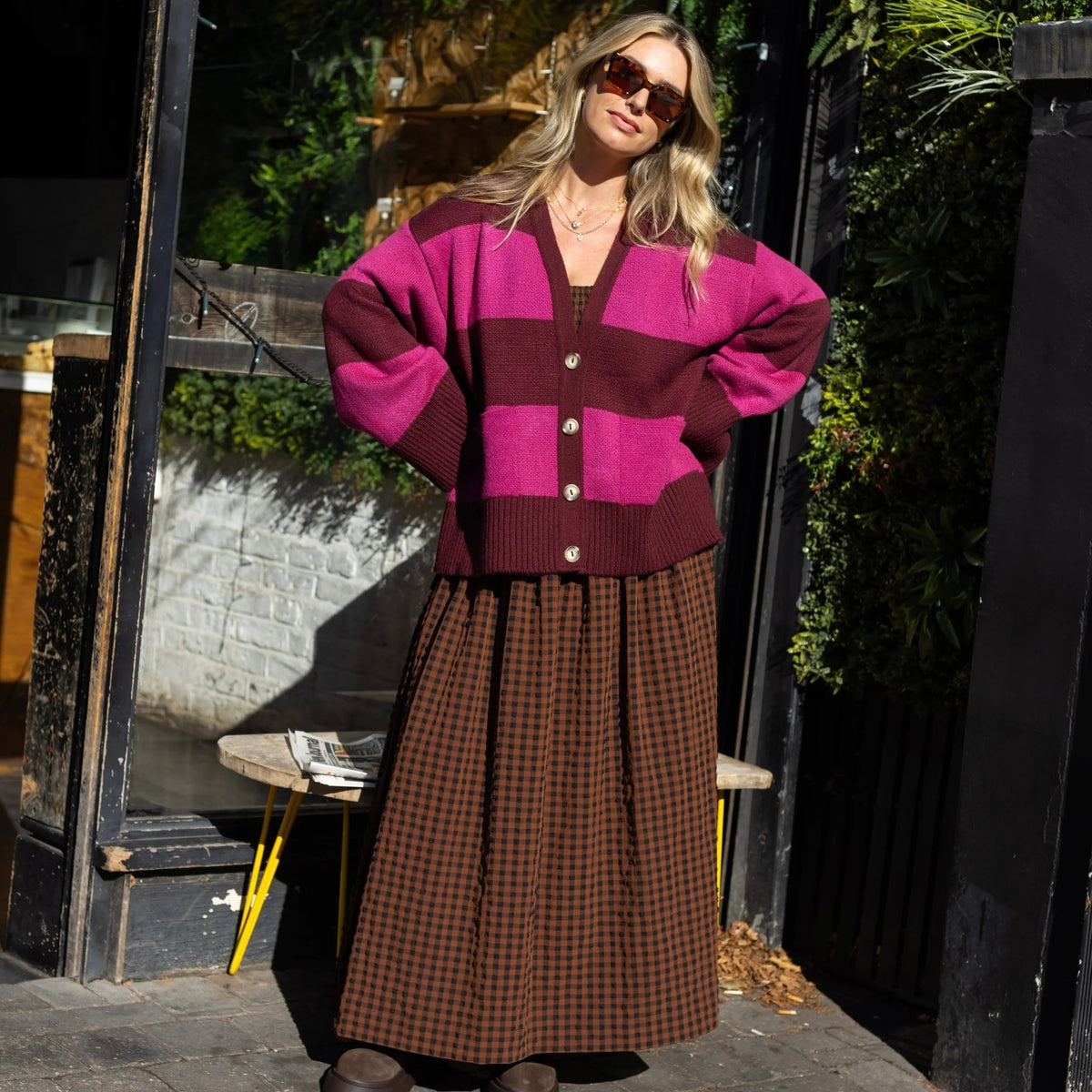 Candice Cardigan - Burgandy/Fuchsia