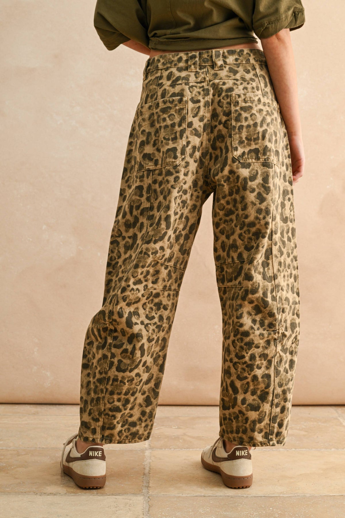 Denim Barrel Pant - Leopard
