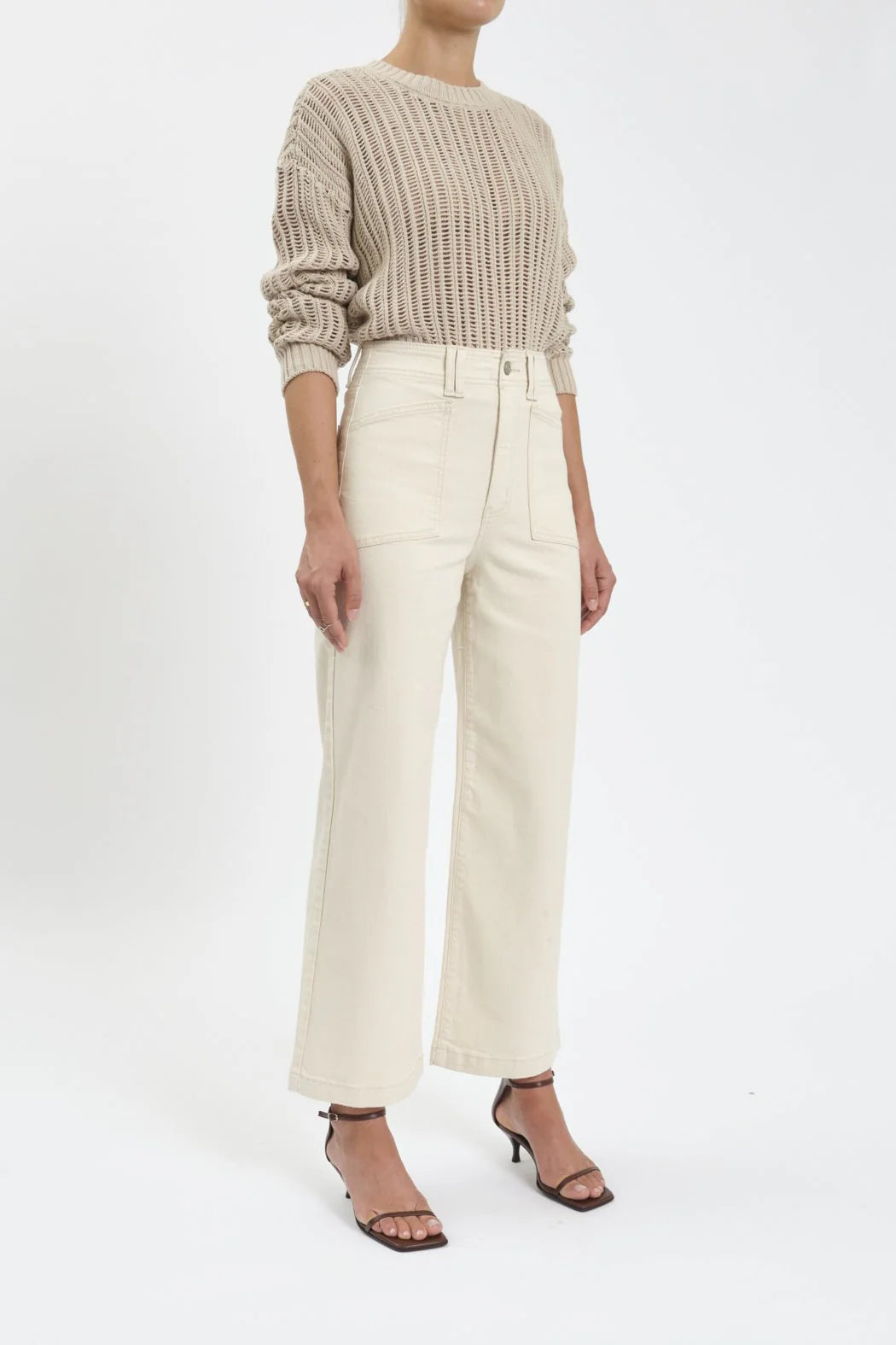 Valley Girl Wide Leg Ankle - Ecru