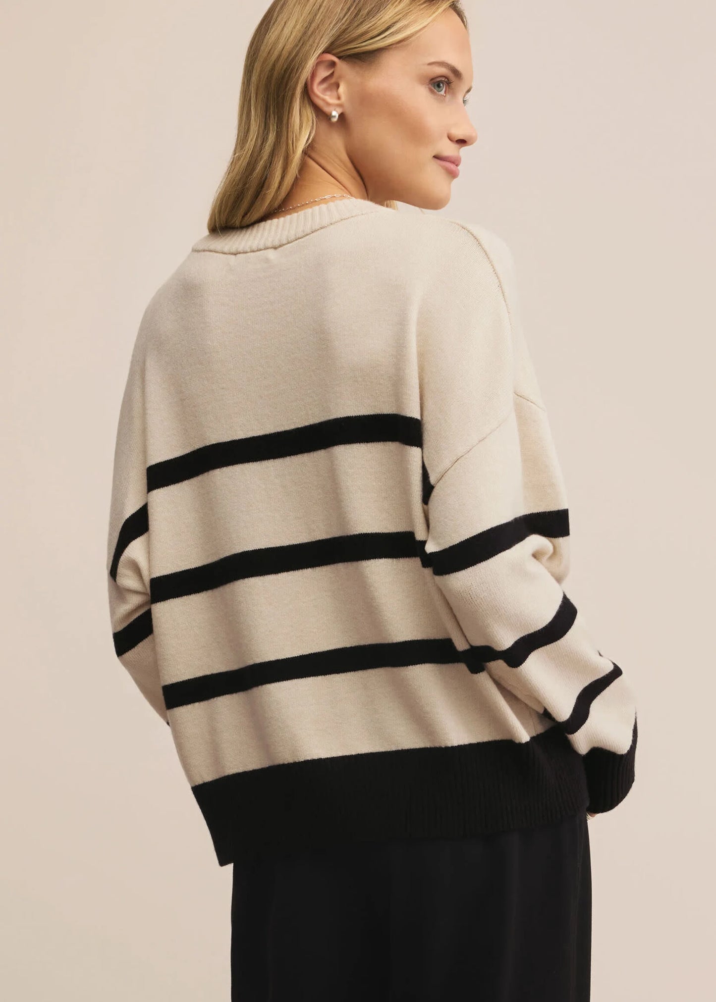Jordane Striped Sweater - Light Oatmeal Heather