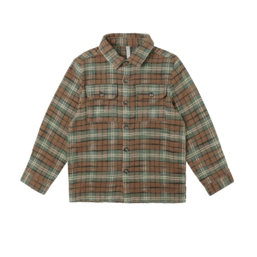 Pocketed Flannel Shirt - Holiday Plaid