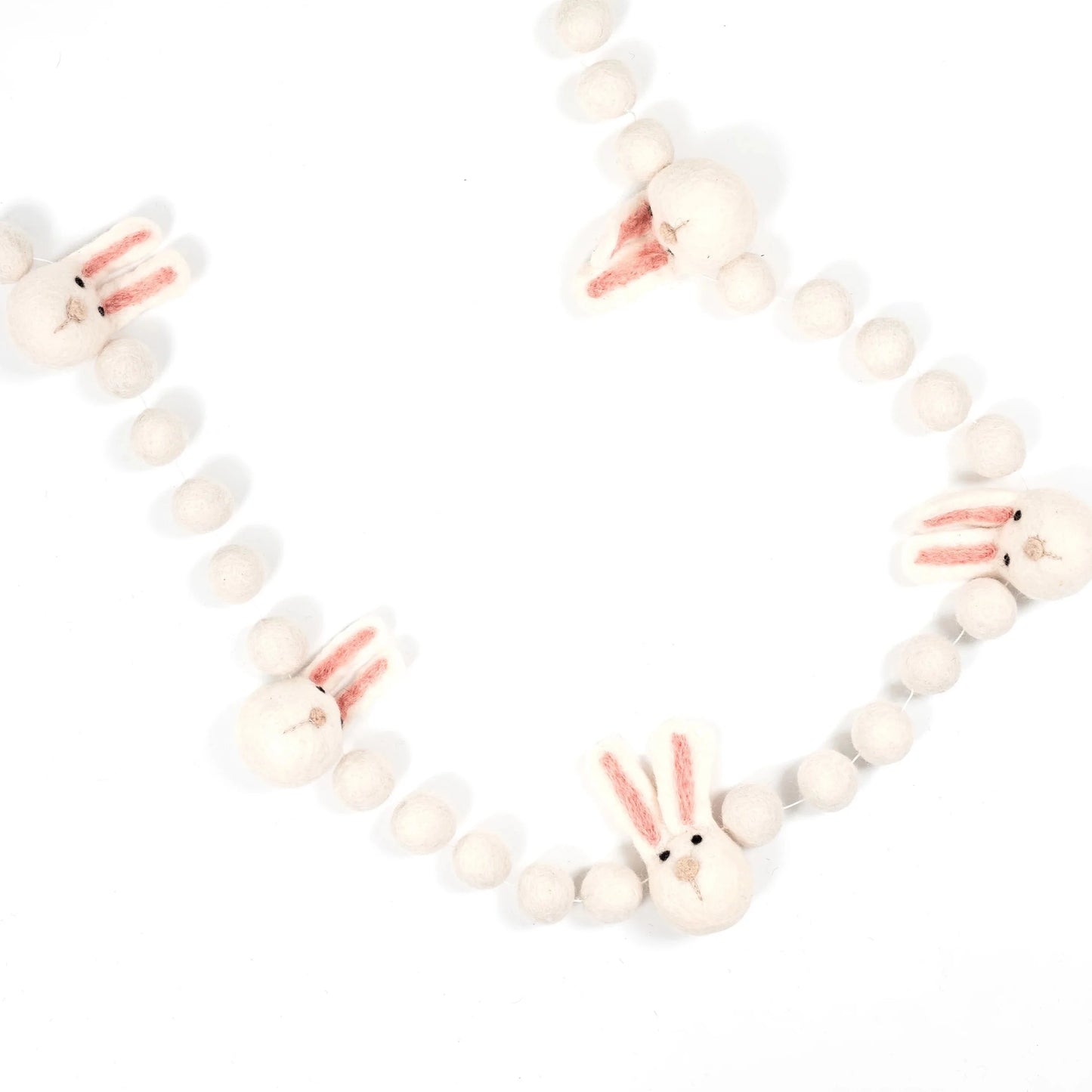 Felt Garland - White Bunny