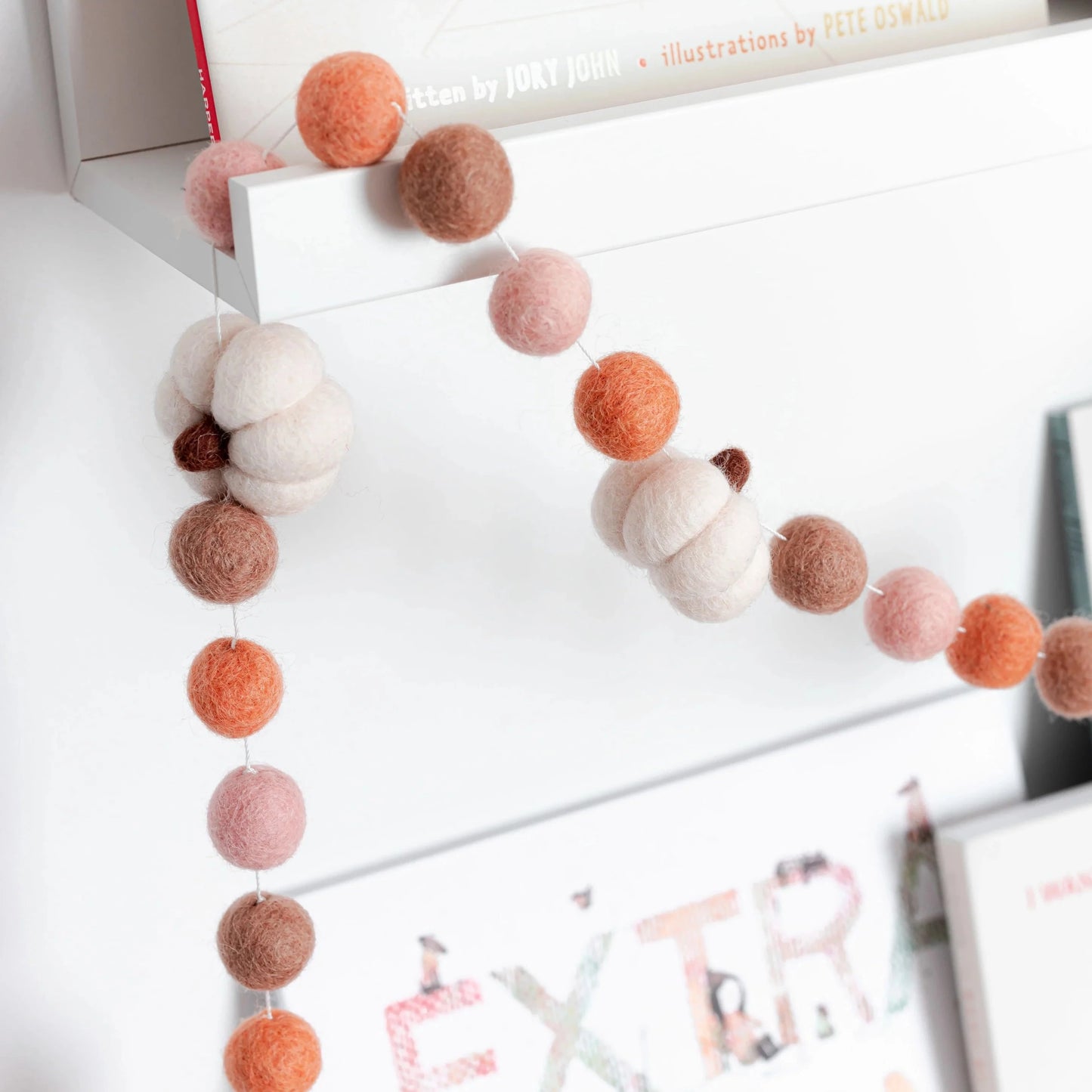 Felt Garland - White Pumpkin Neutral Harvest