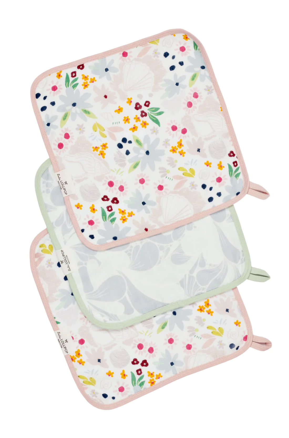 Muslin Washcloth Set (set of 3) - Shell Floral