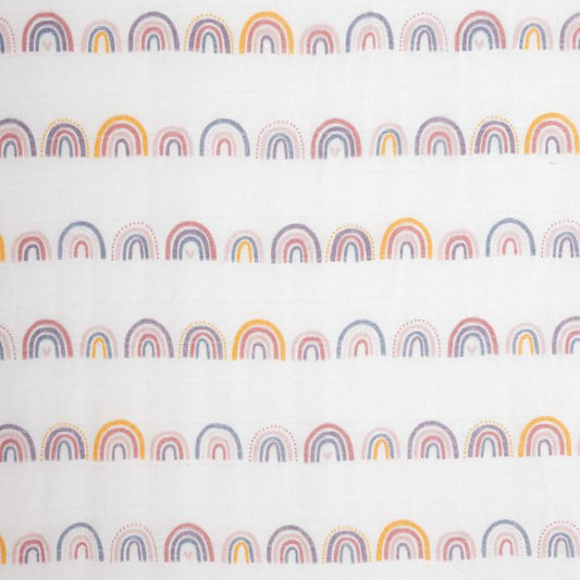 Muslin Fitted Crib Sheet - Rainbows
