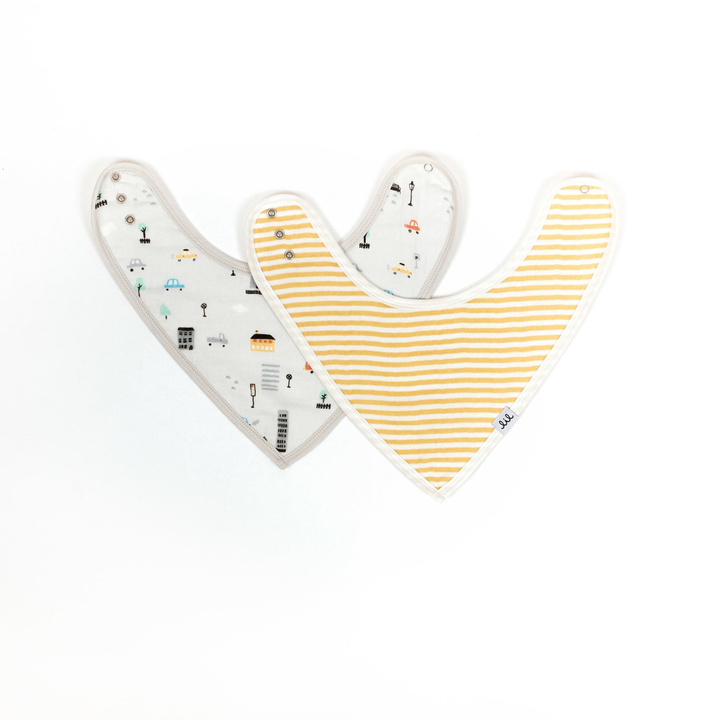 Muslin Bandana Bib Set - City Cars & Stripes