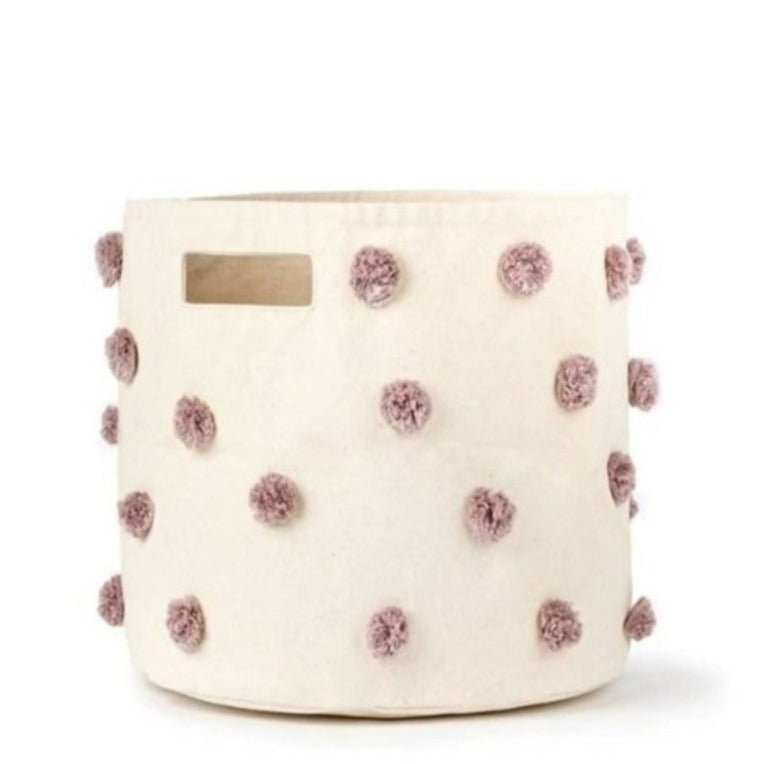 Canvas Bin - Mauve Pom Pom
