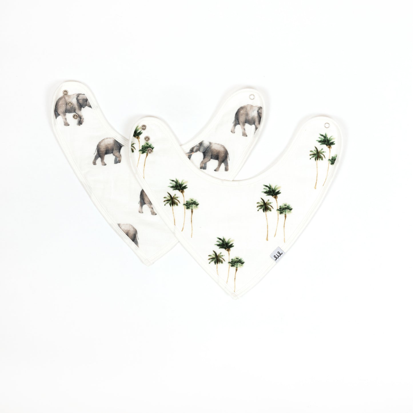 Muslin Bandana Bib Set - Elephant & Palm Trees