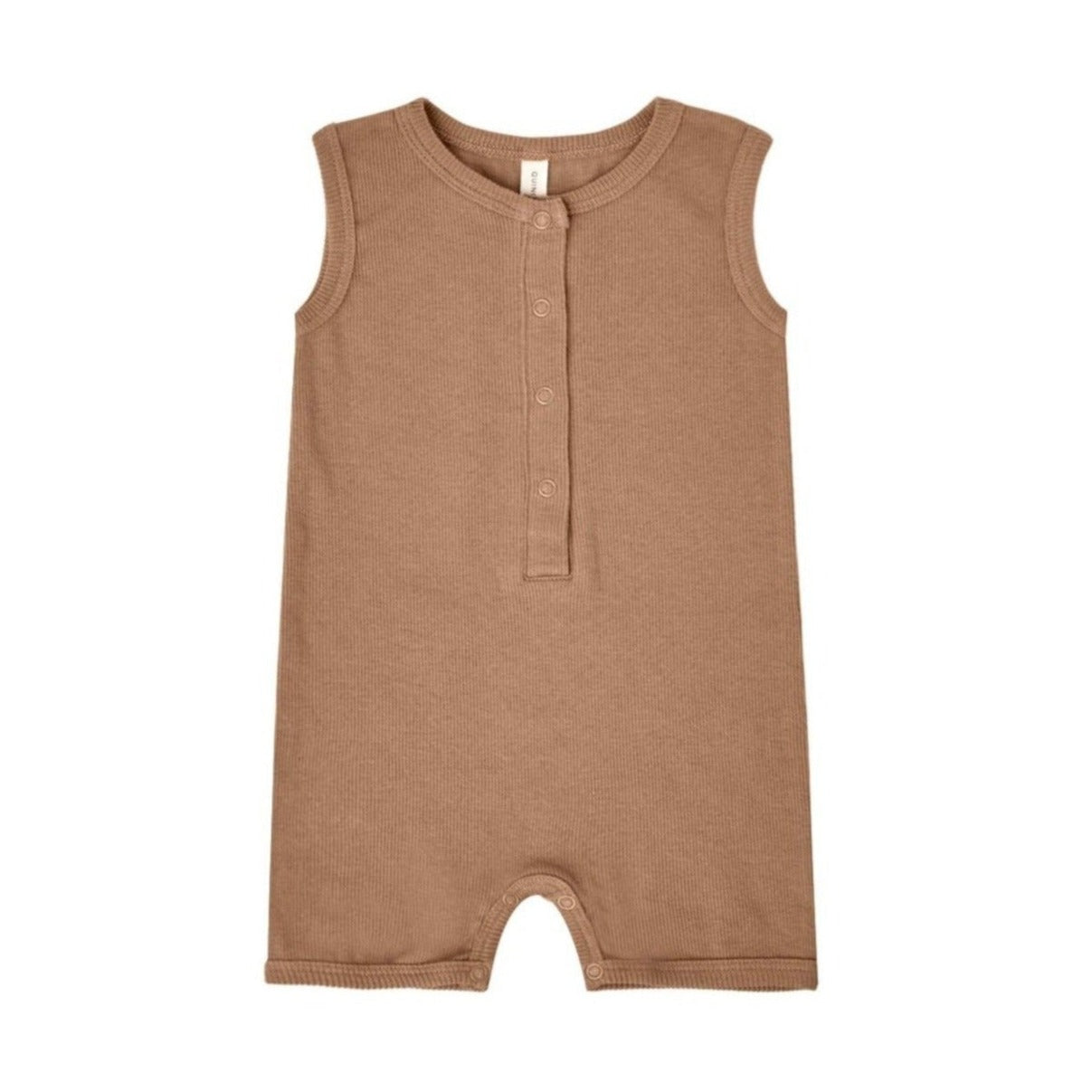 Ribbed Henley Romper - Clay