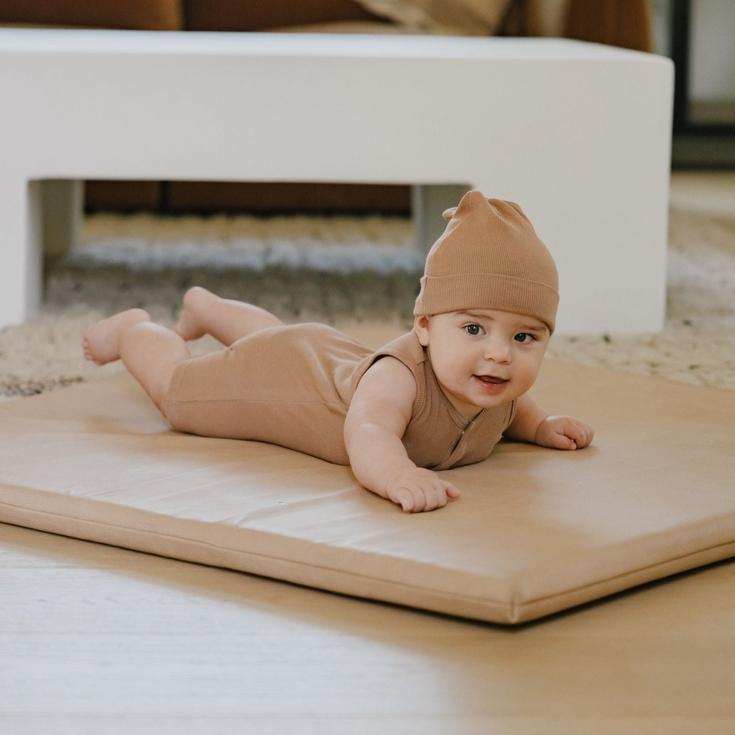 Ribbed Henley Romper - Clay
