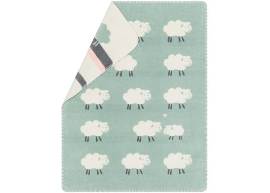 Cotton Plush Blanket - Sheep (Light Green)