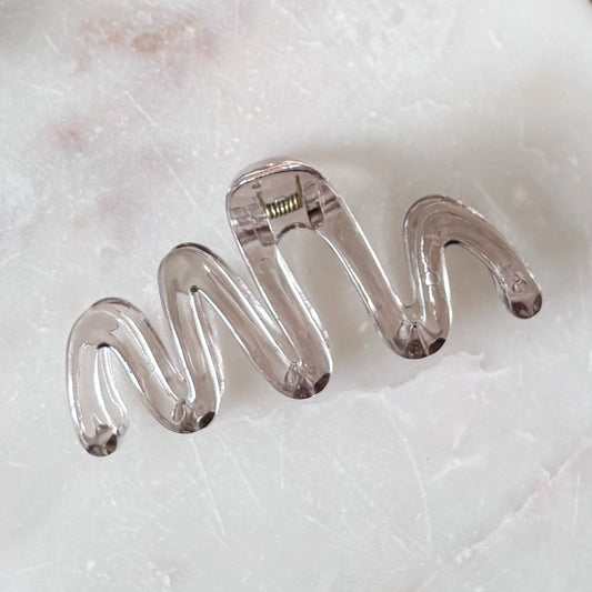 Jelly Scribble Hair Clip - Clear Grey