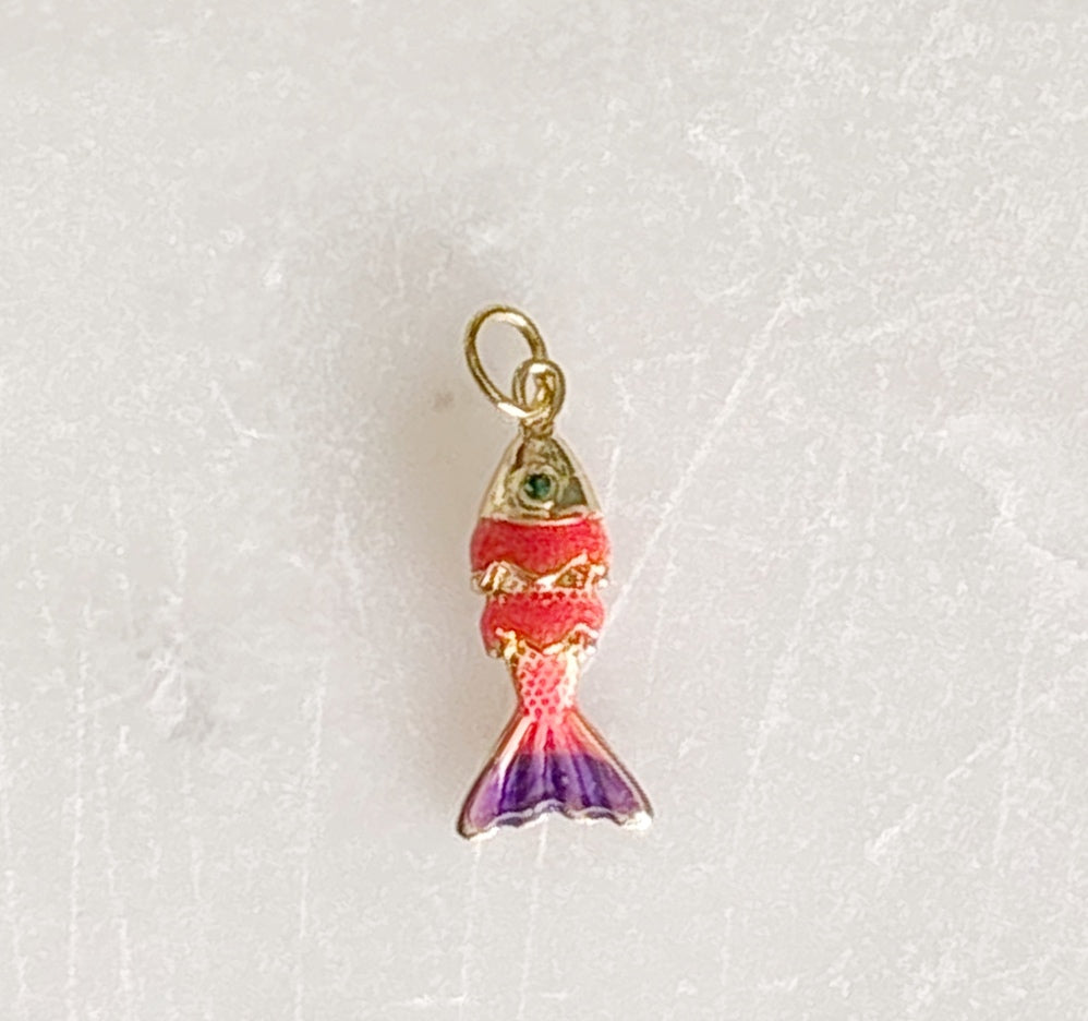 Pink Fish Charm - Gold