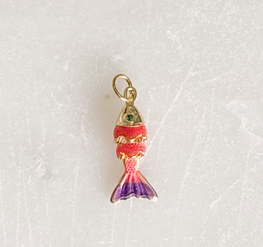 Pink Fish Charm - Gold