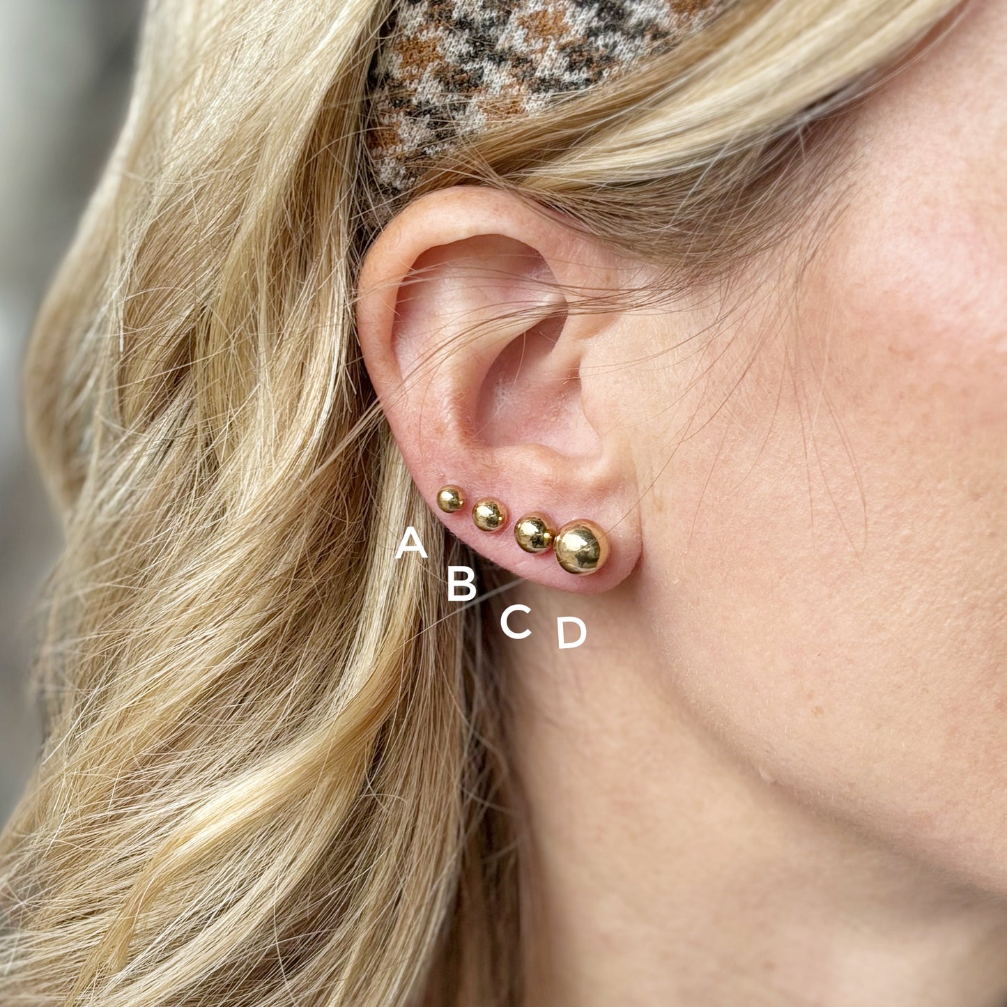 Stud Earrings - Golden Ball