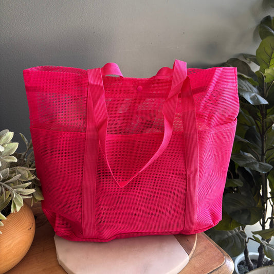 Mesh Tote Bag - Bright Pink