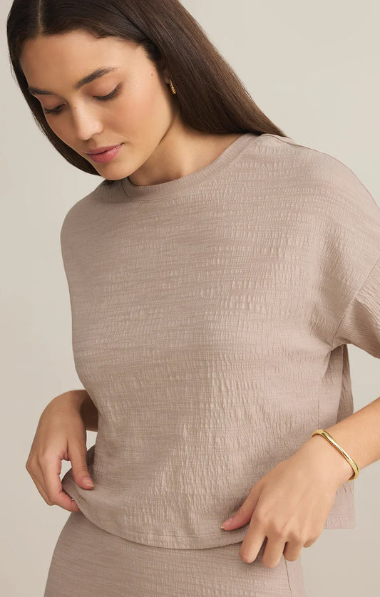 Sway Textured Cropped Tee - Parchment