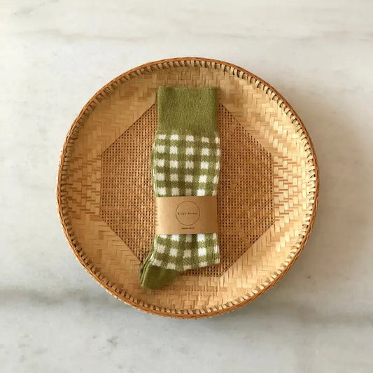 Cotswold Gingham Socks - Avocado