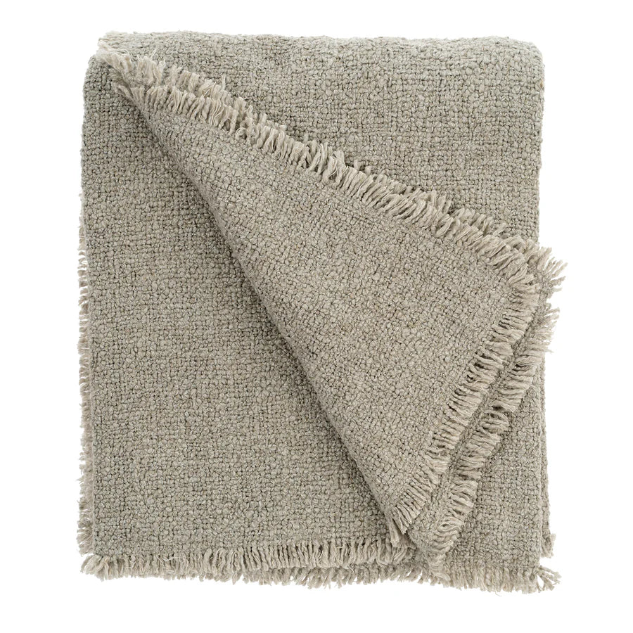 Fringed Boucle Throw - Natural