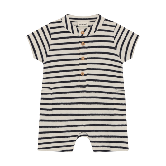 Short Sleeve Romper - Nautical Stripes