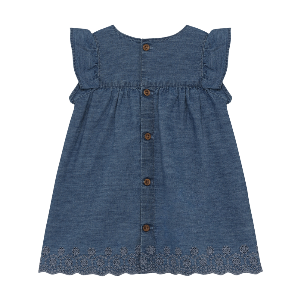 Ruffle Sleeve Chambray Dress