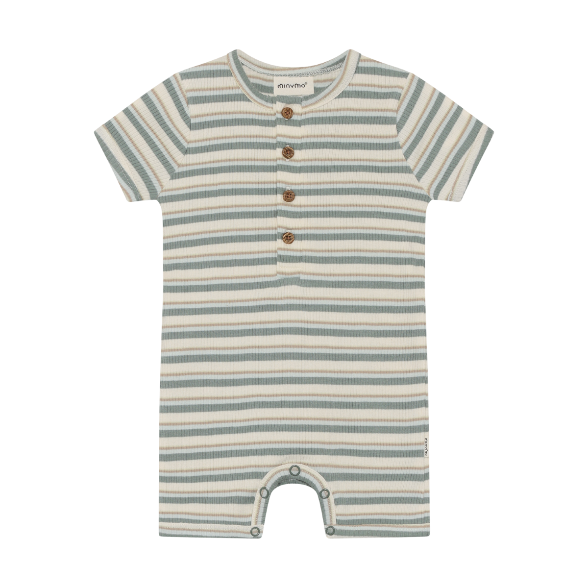 Short Sleeve Romper - Green Stripe