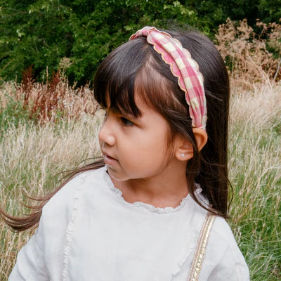 Knot Headband - Scalloped Gingham