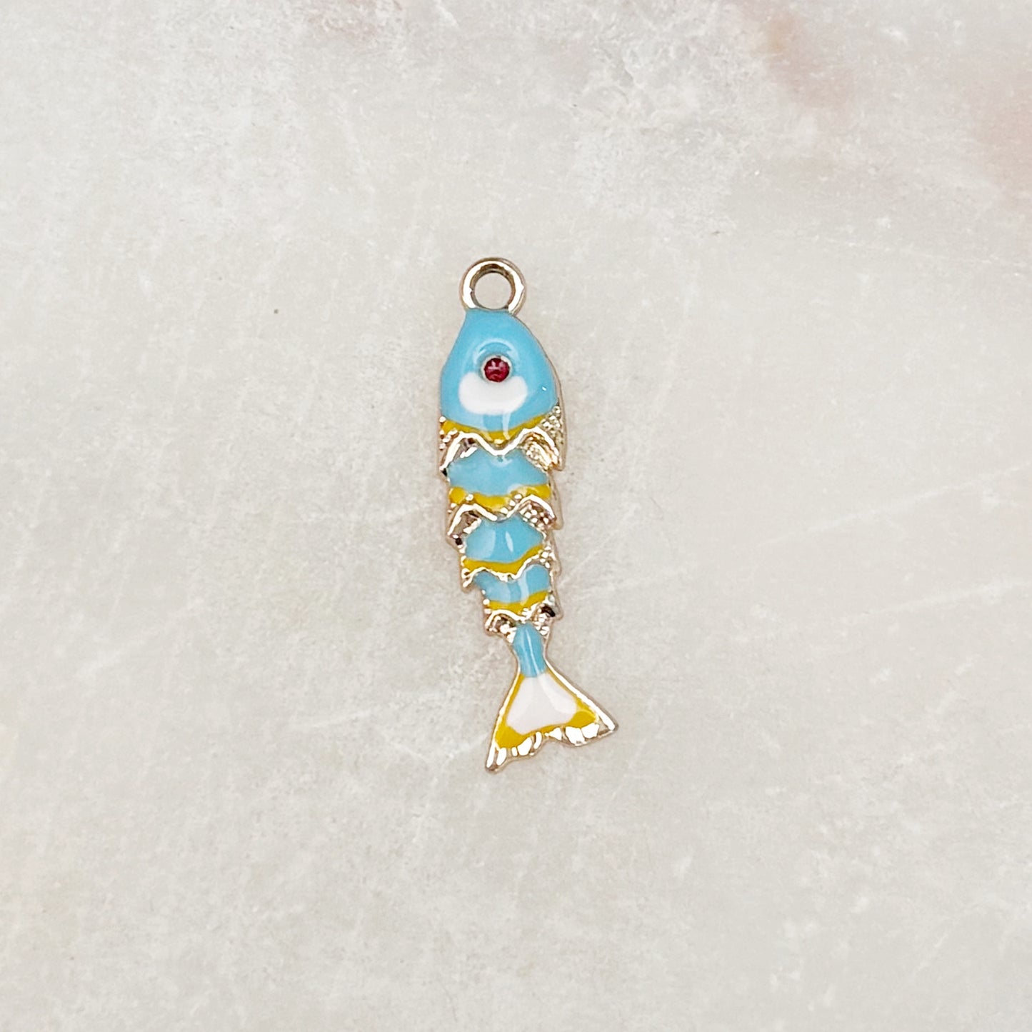 Blue Fish Charm - Gold