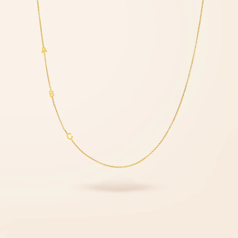 14K Gold Asymmetrical Mini Initial Necklace