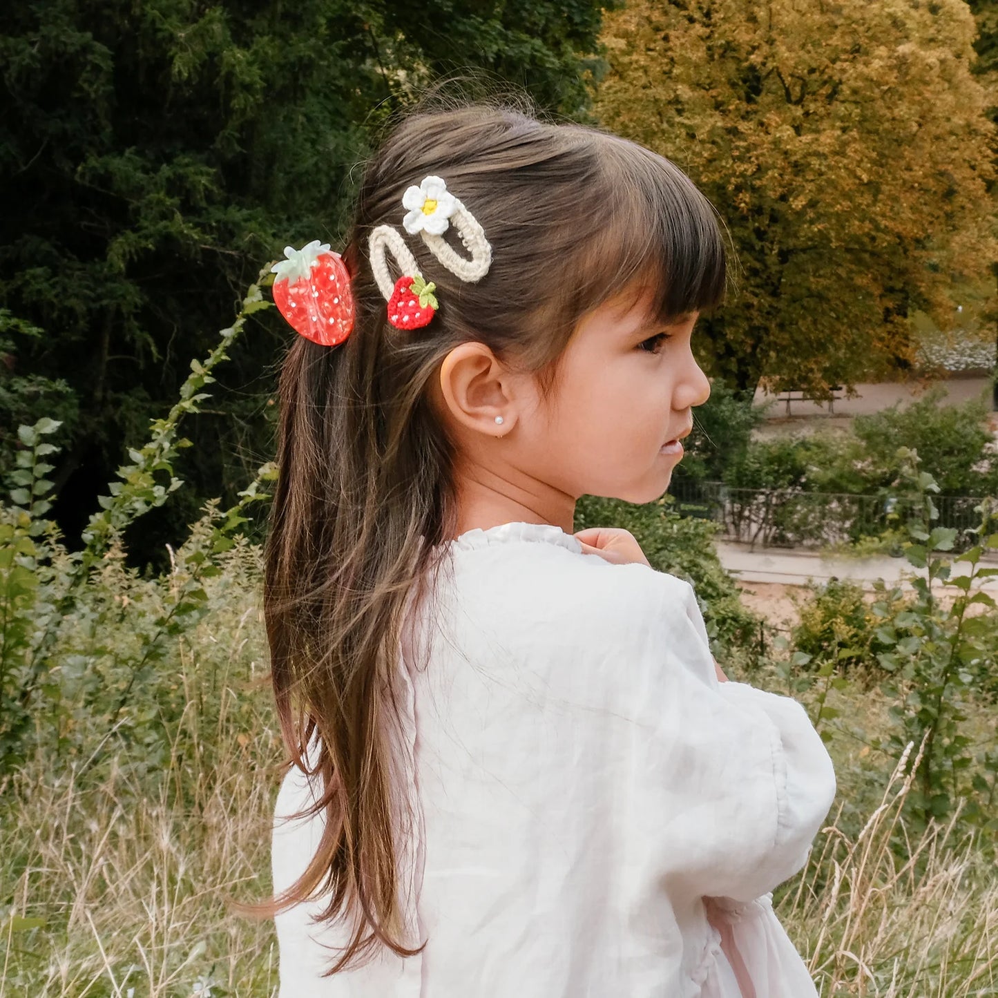 Crochet Clip Set - Daisy & Strawberry