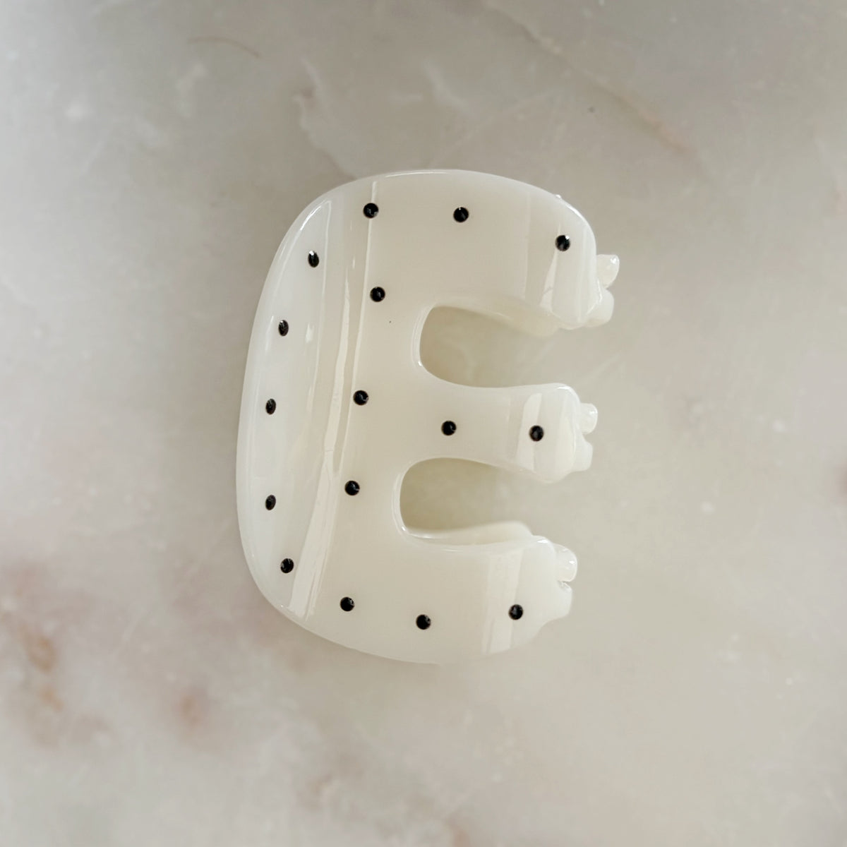 Polka Dot Hair Clip - White