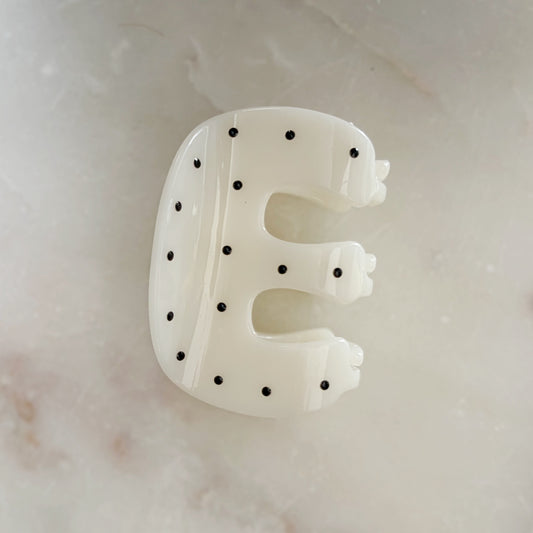 Polka Dot Hair Clip - White