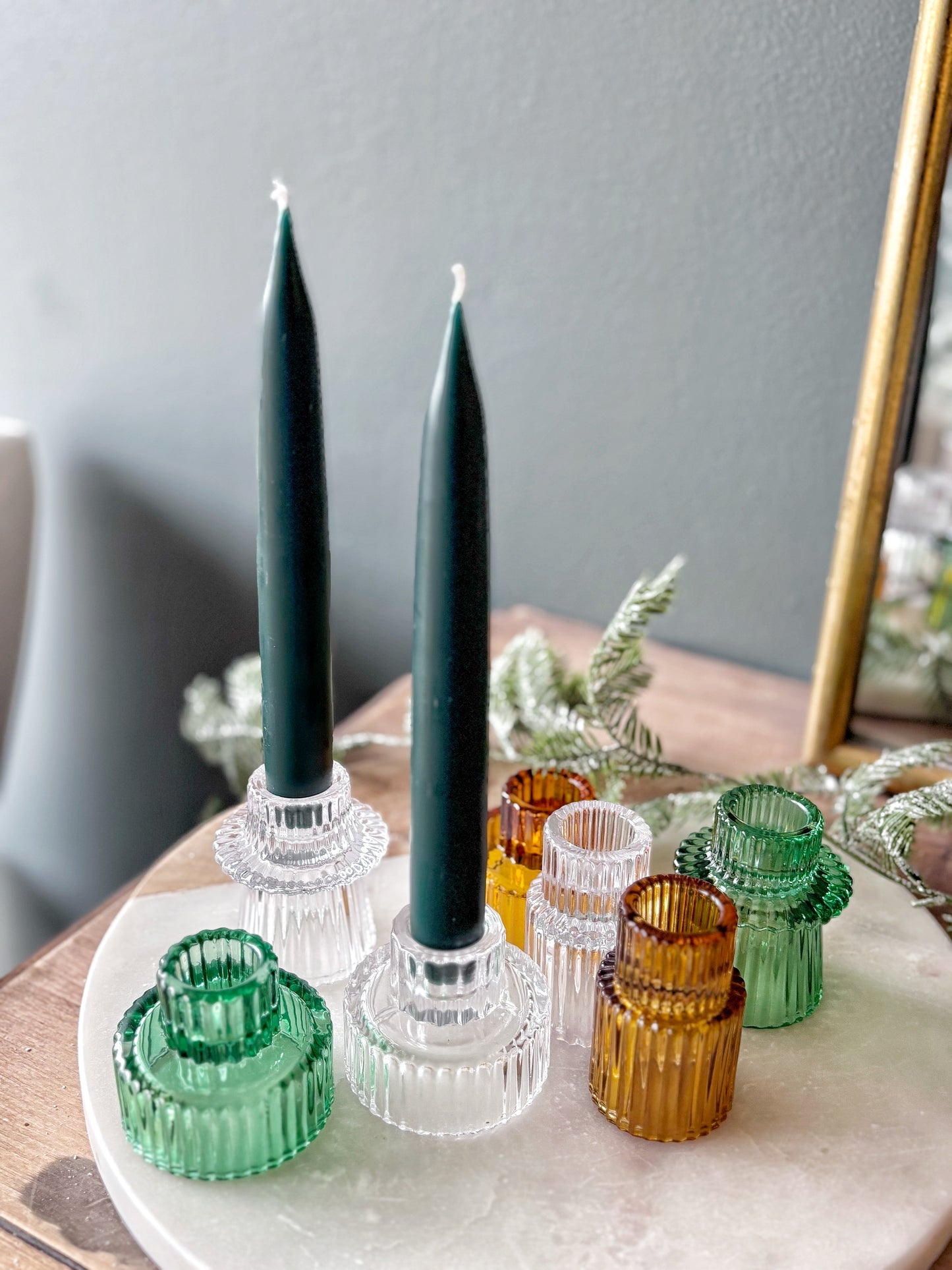 Glass Candle Holder - Emerald