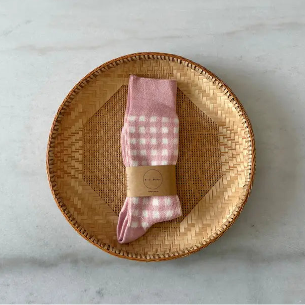 Cotswold Gingham Socks - Blush Pink