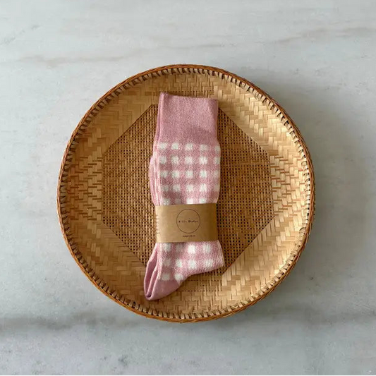 Cotswold Gingham Socks - Blush Pink