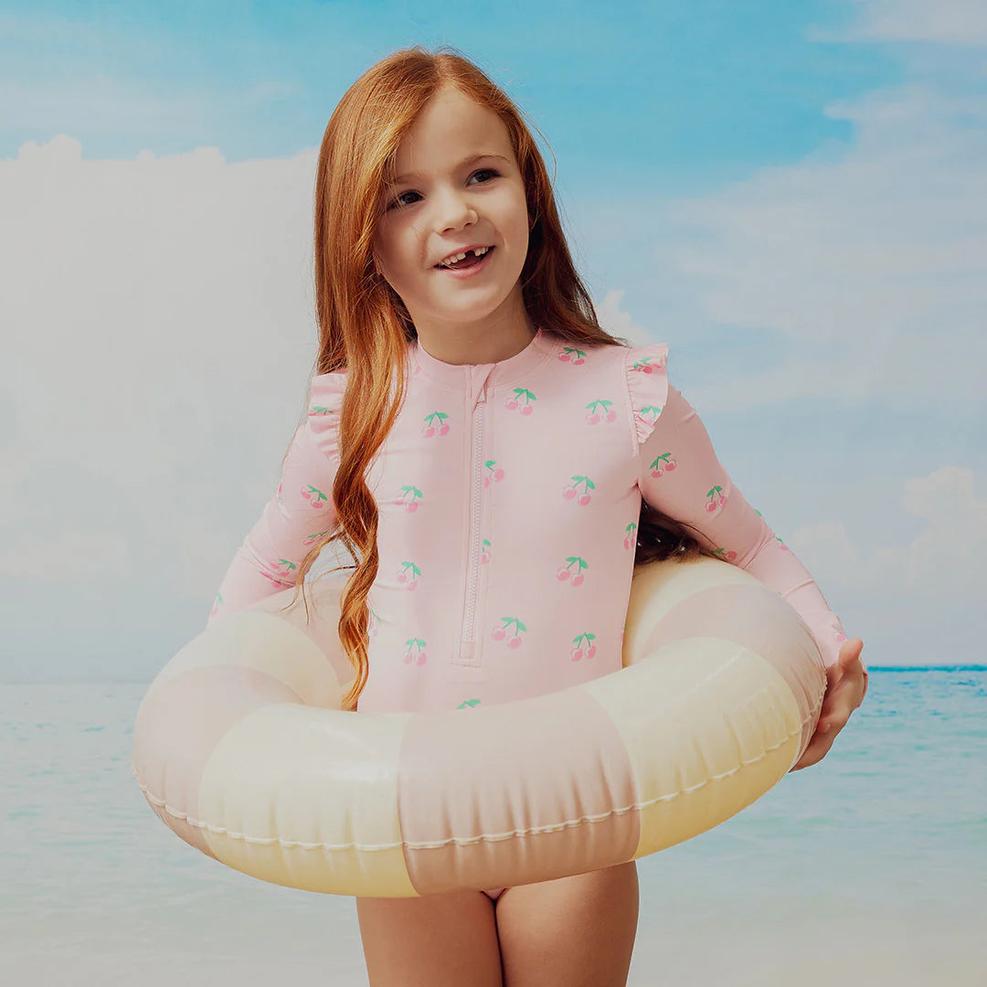 Cherry Long-Sleeved Swimsuit - Pink
