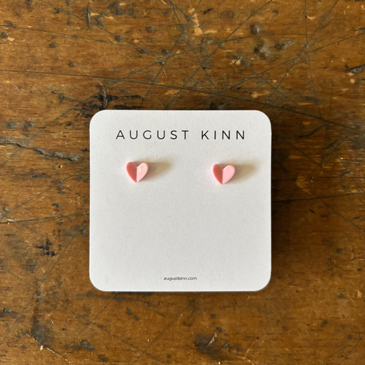 Resin Heart Stud Earrings - Pink