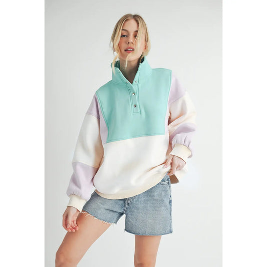 Colourblock Pullover - Lilac Seafoam