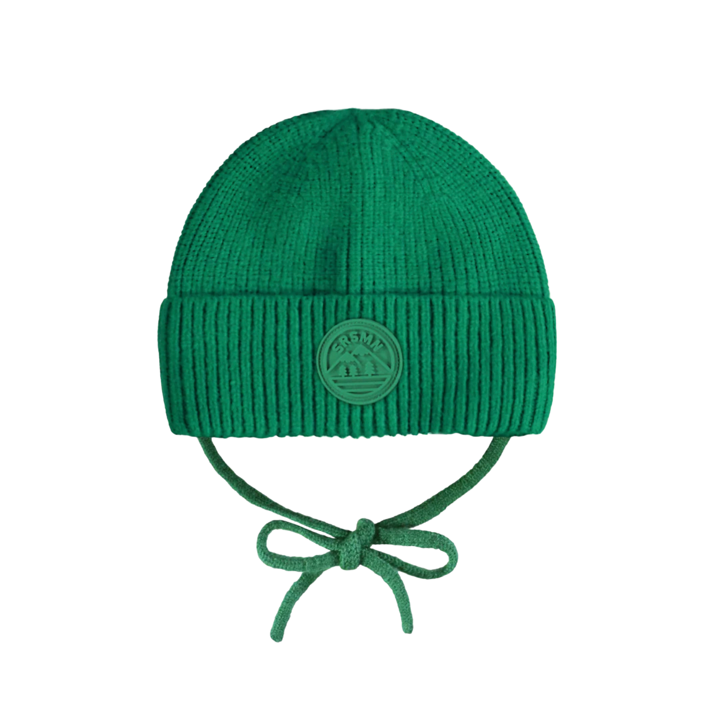 Knit Baby Hat with Ties - Green