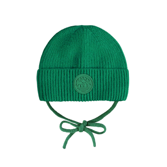 Knit Baby Hat with Ties - Green