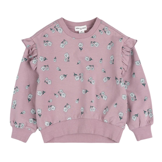 Fleece Ruffle Sweatshirt - Poinsettia