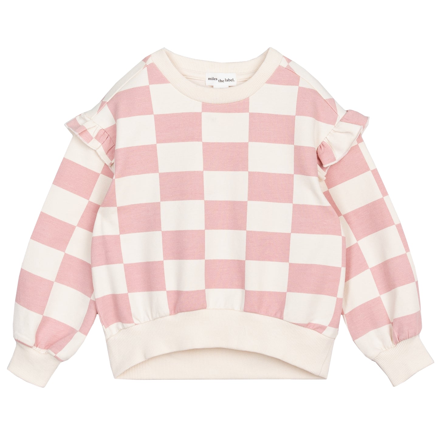 Ruffle Sweater - Blush Check