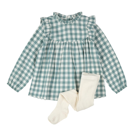Twill Dress Set - Teal Gingham