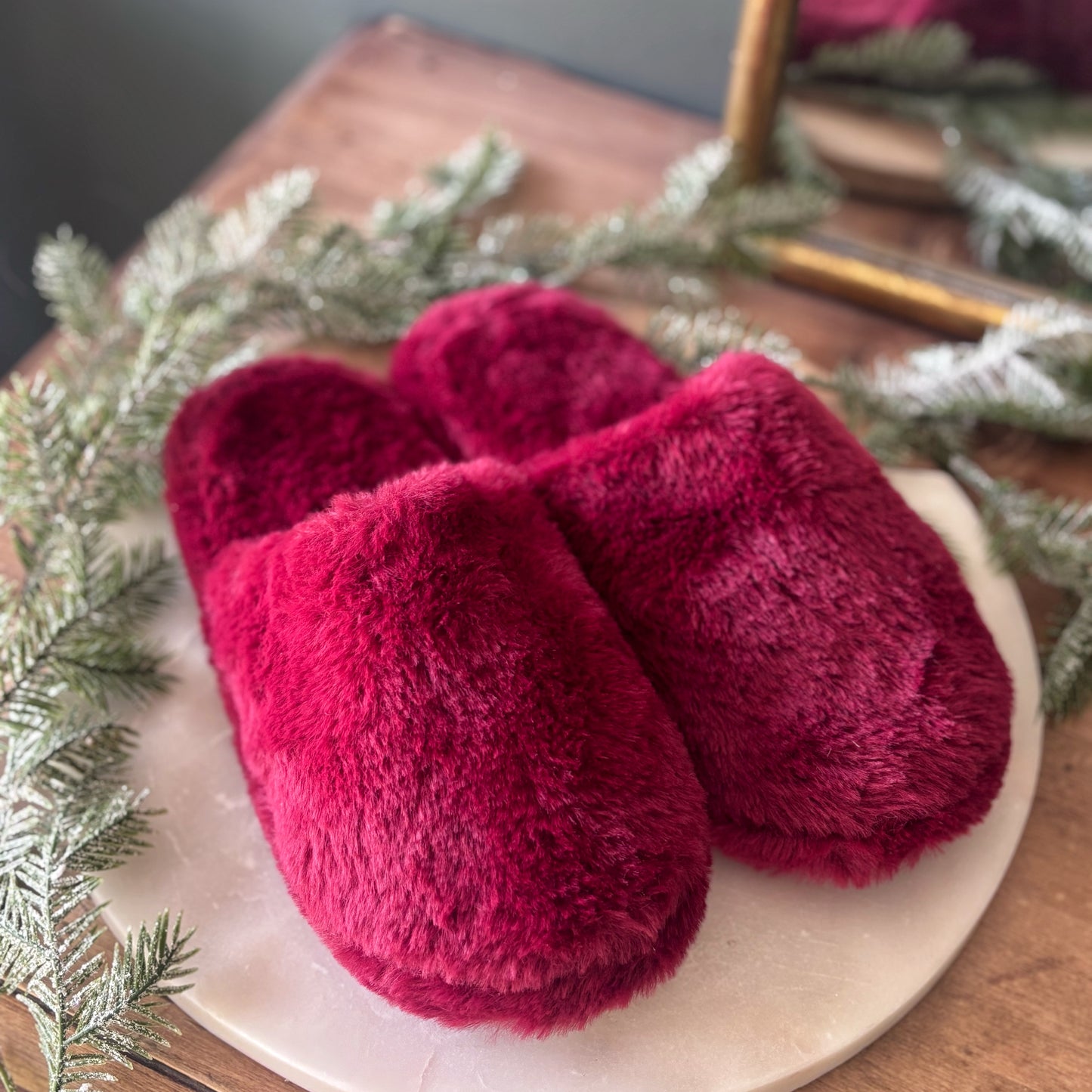 Plush Holiday Slippers