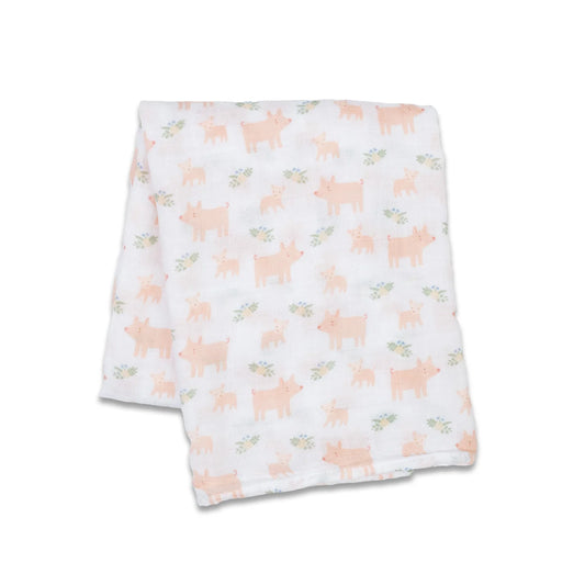 Cotton Muslin Swaddle - Piggies