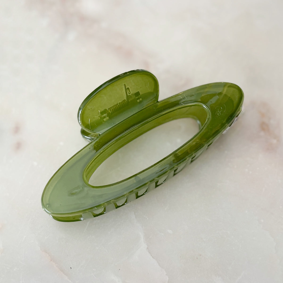 Large Oval Hair Clip - Green Glaze
